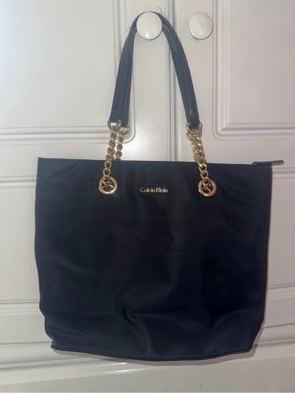 Calvin Klein Black Chain-Handle Tote Bag